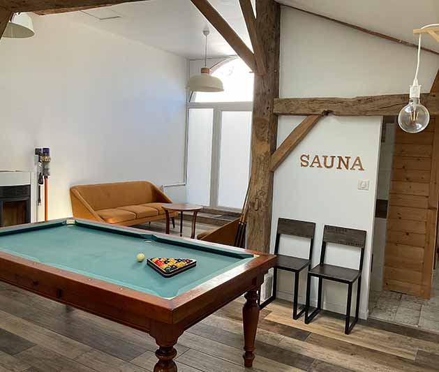 Salle commune partagée par les 3 gîtes avec espace bien-être